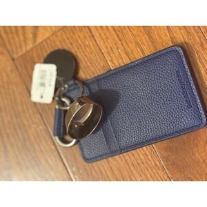 Bath Body Works Blue Faux Leather Clip On Card Holder Keychain work gift teacher